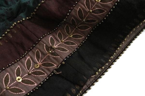 [ free shipping ]KAVITA BHARTIAka Be ta bar tia* beads & total pattern tunic blouse green group S silk . ethnic see-through *WX9