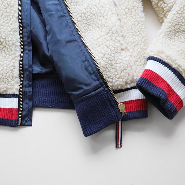 TOMMY HILFIGER ◆ ボアフリース ジャケット ベージュ Sサイズ ブルゾン リブ トミーヒルフィガー ◆WX6_画像6