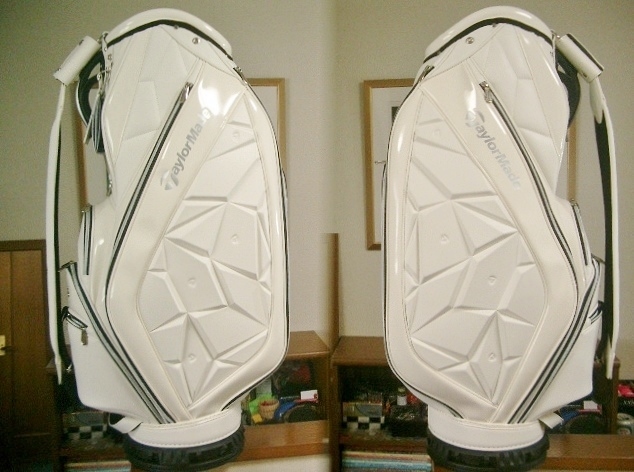 未使用　テーラーメイド　エグゼクティブ・モデル　成型デザイン　合皮×エナメル素材　白オフ色　ゴルフバッグ