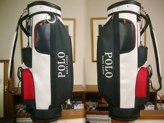 未使用　ＰＯＬＯ　ラルフ・ローレン　カジュアル　ユニセックス　配色デザイン　合繊素材　紺白赤　ゴルフバッグ