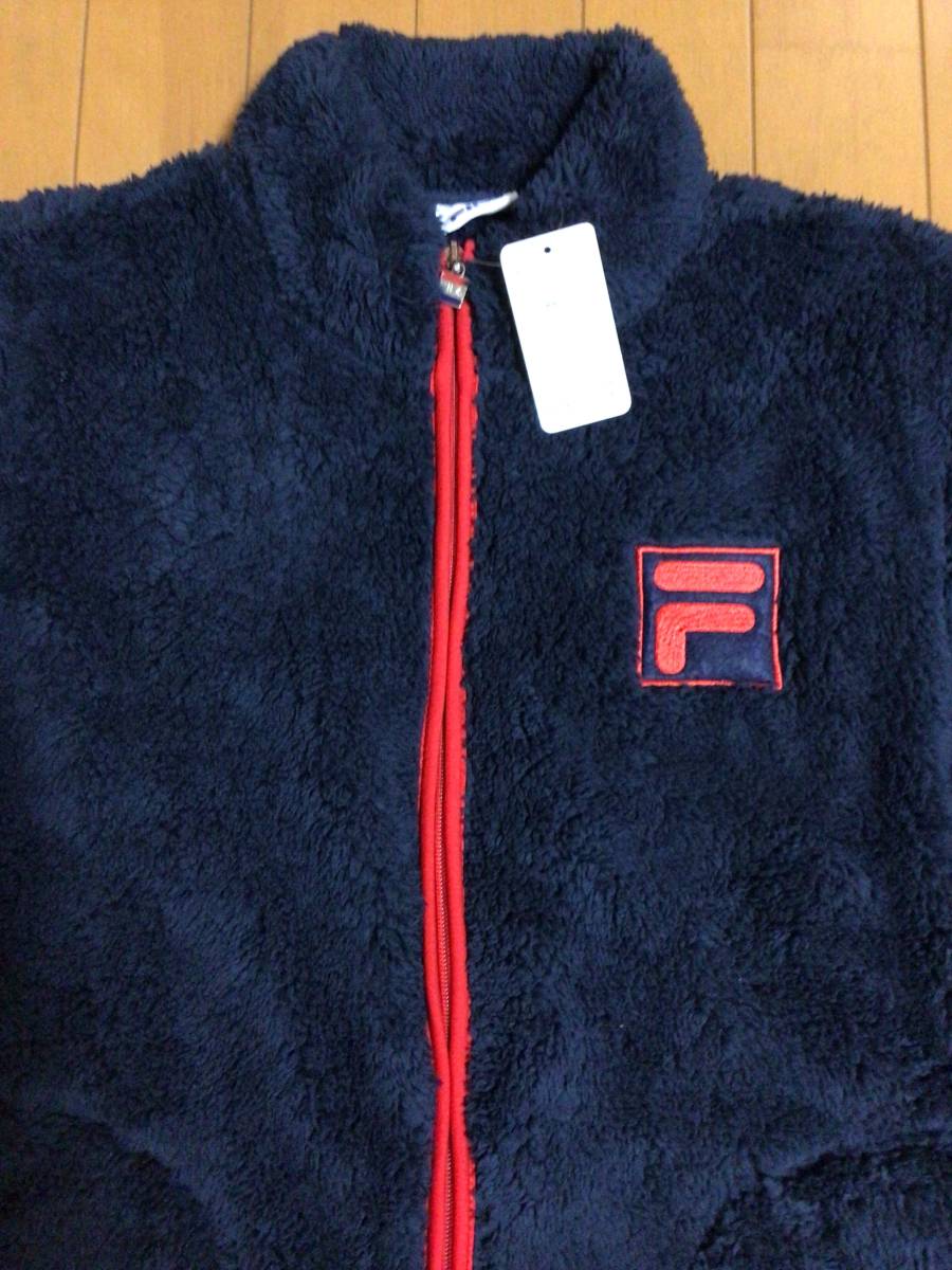 新品　未使用　タグ付き　フィラ　FILA ボアジャケット　ボアフリースジャケット　160cm ネイビー　紺色_画像3