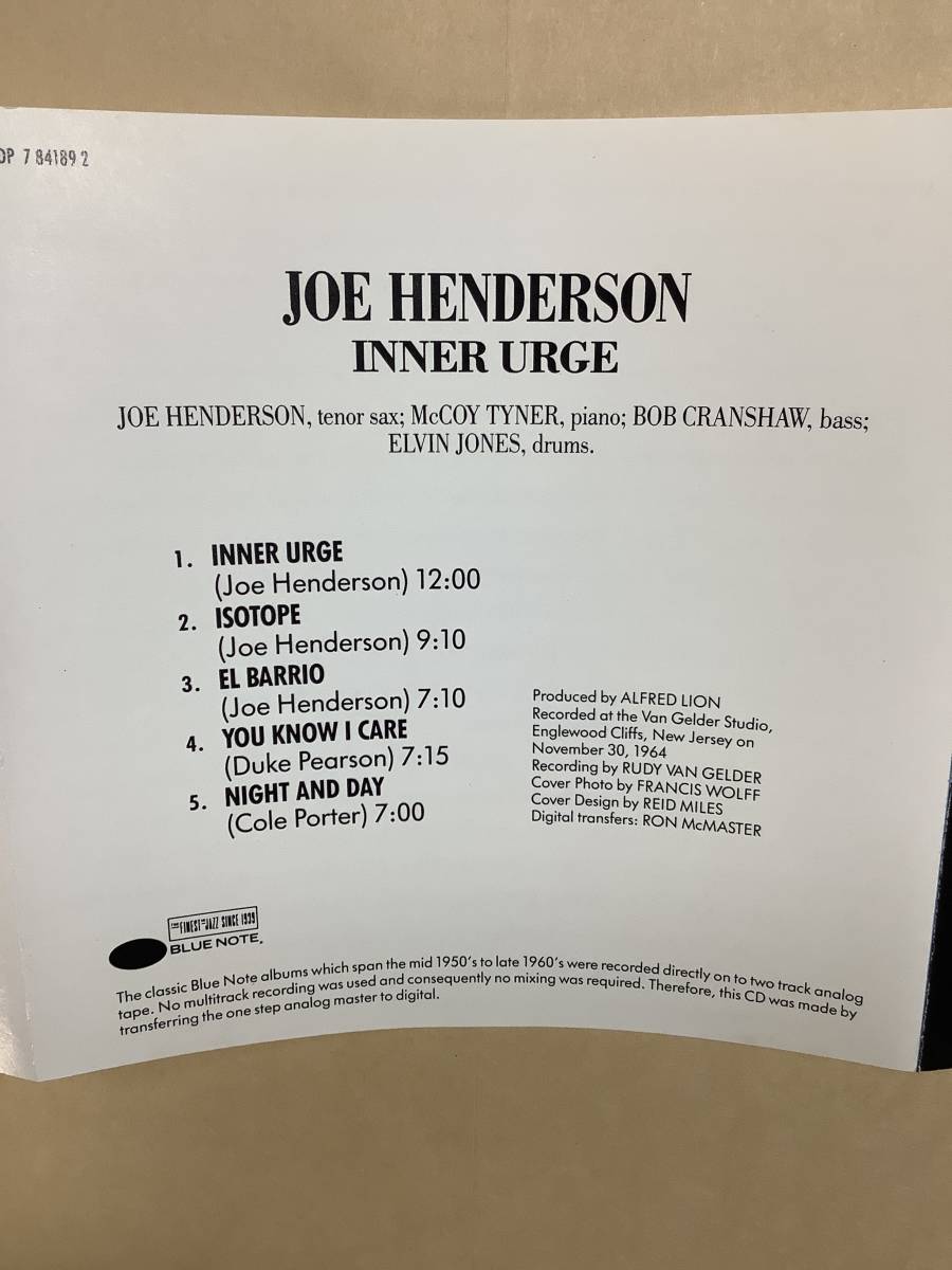 送料無料 JOE HENDERSON「INNER URGE」輸入盤_画像6