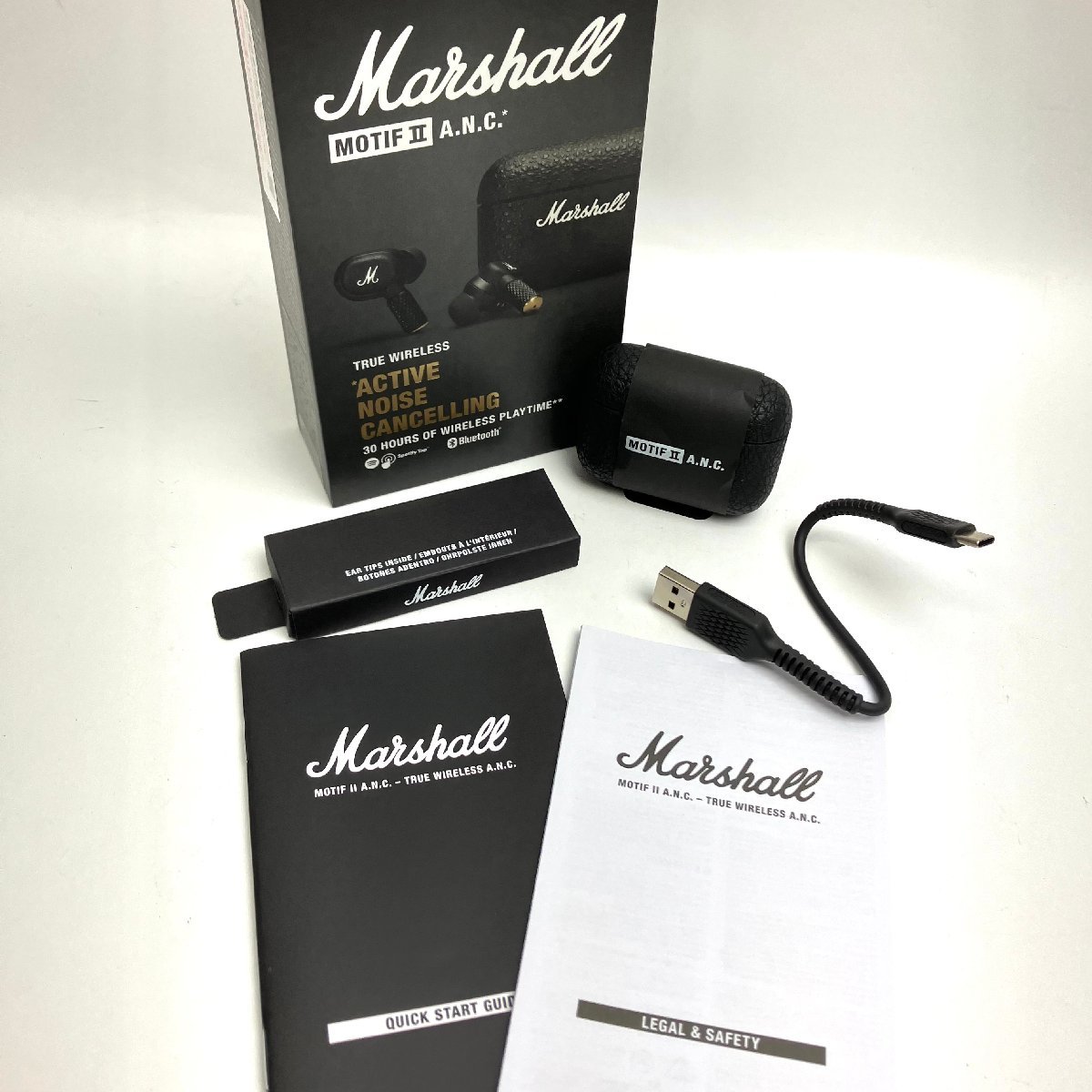 ｔ)マーシャル Marshall MOTIF II A.N.C ブラック ワイヤレスイヤホン ノイズキャンセリング Bluetooth 中古 ※箱/充電ケース/他有_画像10