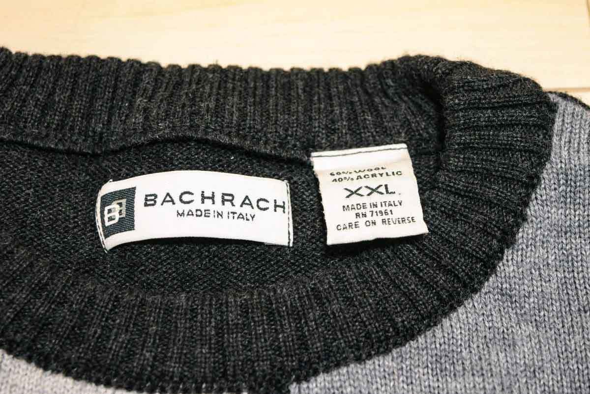 イタリア製 BACHRACH バックラック ウール アクリル パネル柄 ニット セーター 2XL 冬 (H00112706)_画像3