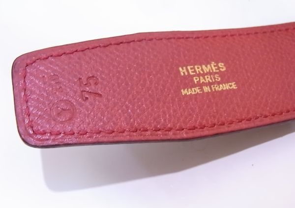 ◆◇エルメス HERMES コンスタンス Hベルト ベルト 75 トリヨン リバーシブル 黒×赤 ブラック レッド ゴールド金具 レディース◇◆_画像6