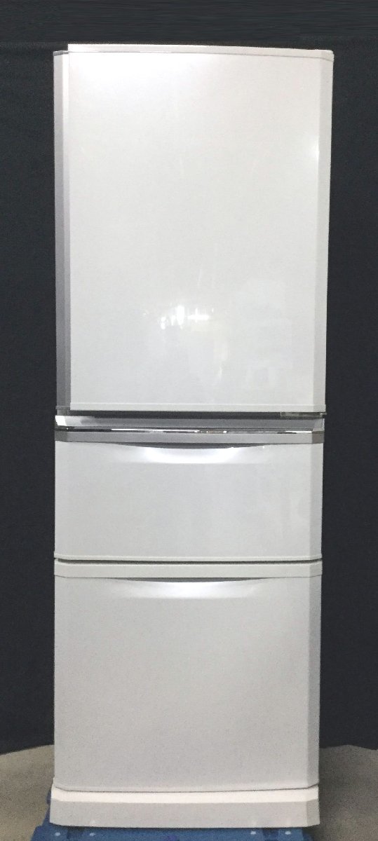 クリーニング済み 三菱ノンフロン冷凍冷蔵庫 ホワイト MR-C34Y-W形 335 L 幅600mm 奥行 656mm 高さ 1678 mm 2014年製　s3190_画像1