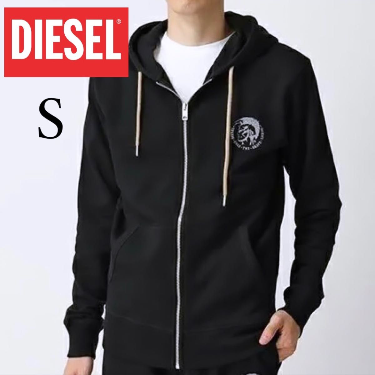 送料関税込み☆DIESEL ロゴ スウェット ジップパーカー 美品 DIESEL ディーゼル ロゴ ジップアップパーカー スウェット