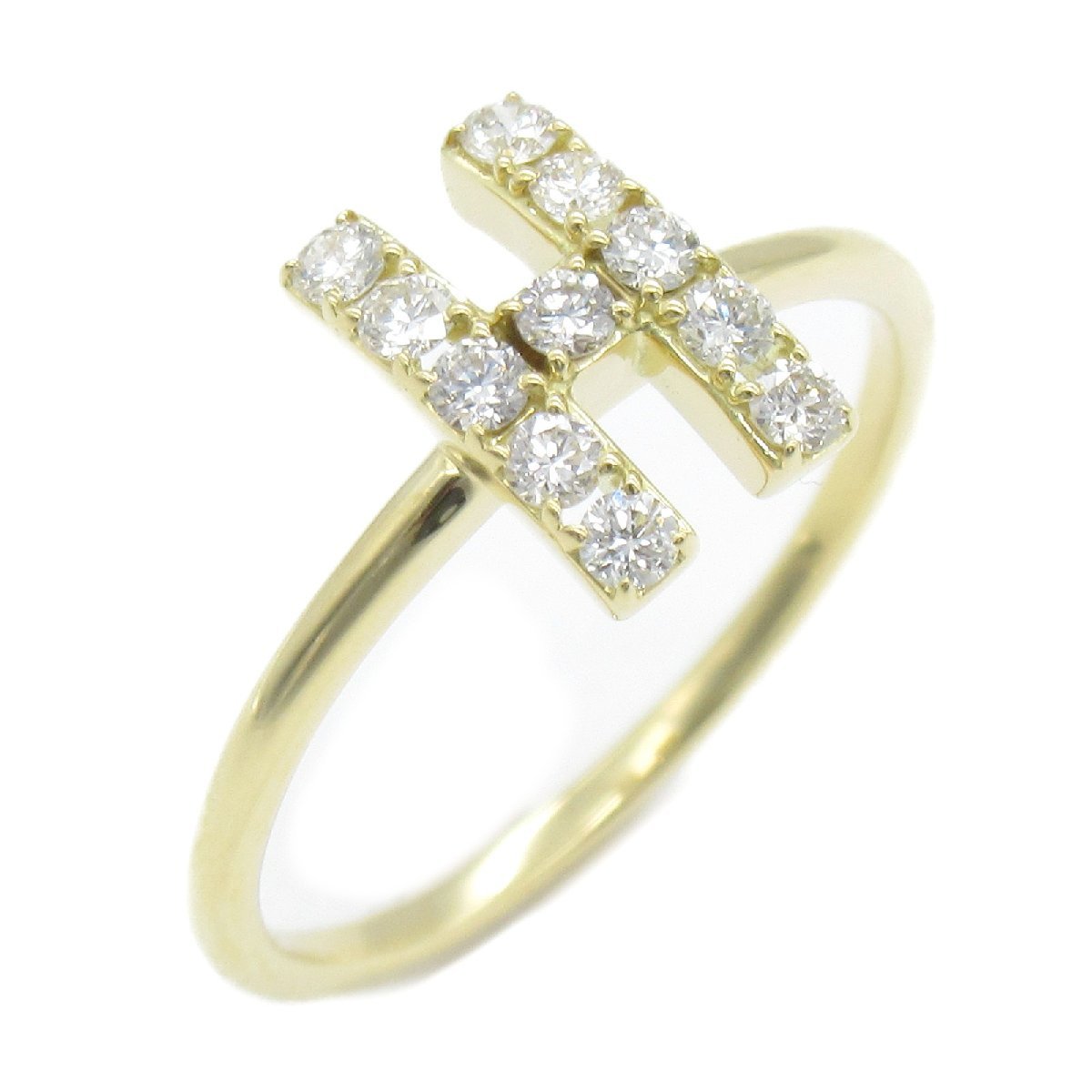 AHKAH Ahkah ring * ring pull mi etoile initial ring clear series K18( yellow gold ) diamond used lady's 