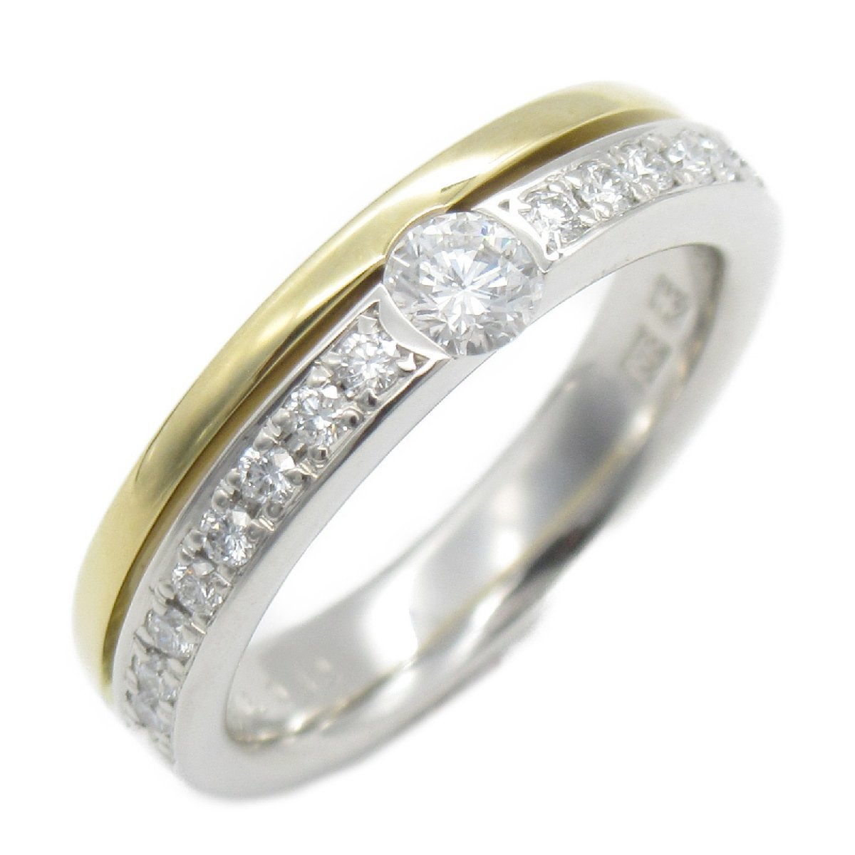 NINA RICCI Nina Ricci кольцо * кольцо кольцо с бриллиантом прозрачный серия K18( желтое золото ) Pt900 платина бриллиант б/у женский 