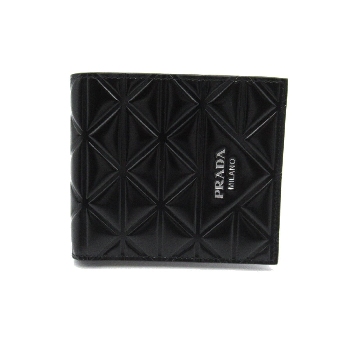 PRADA プラダ 二つ折り財布 二つ折財布 ブラック系 レザー メンズ
