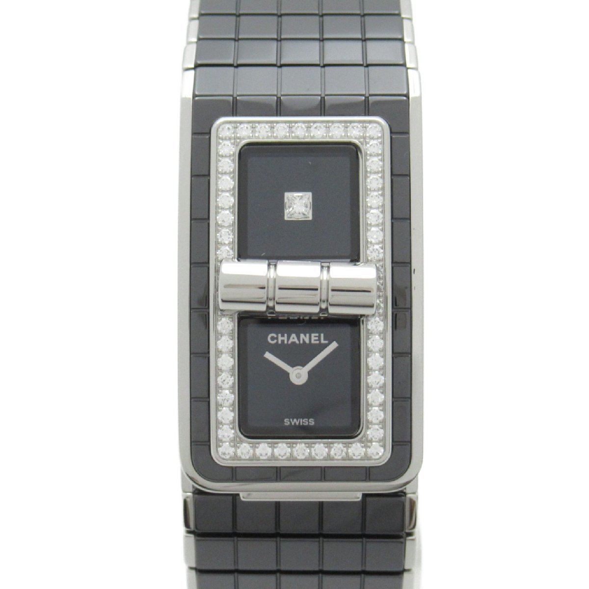 CHANEL シャネル 腕時計 コード ココ ダイヤベゼル 腕時計 ウォッチ ブラック系 セラミック ダイヤモンド 中古 レディース