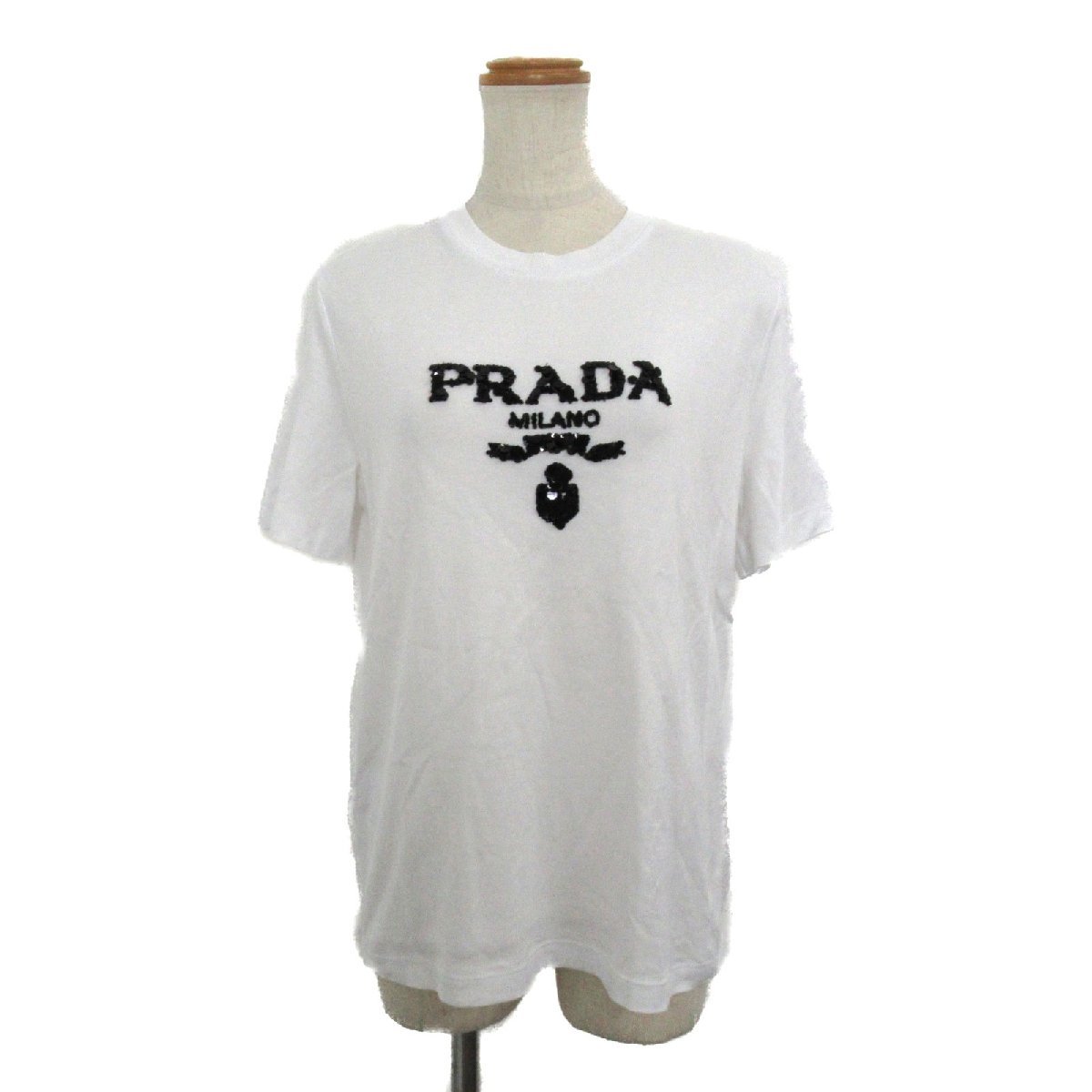PRADA プラダ 半袖Tシャツ 半袖Tシャツ ホワイト系 コットン 中古 レディース