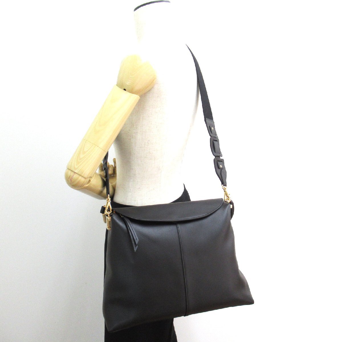 TOD*S Tod's 2way shoulder bag T case leather mesenja-to- bag small black group leather lady's 