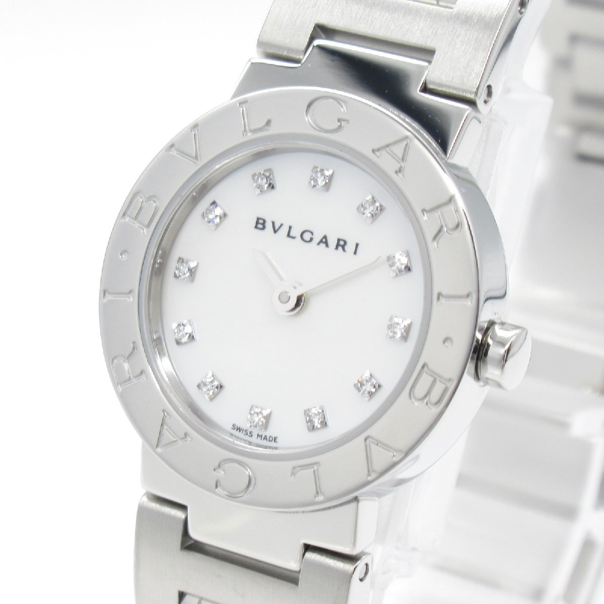 BVLGARI ブルガリ 腕時計 ブルガリ ブルガリ 10Pダイヤ 腕時計 ウォッチ ホワイト系 ステンレススチール ダイヤモンド 中古 レディース_画像3