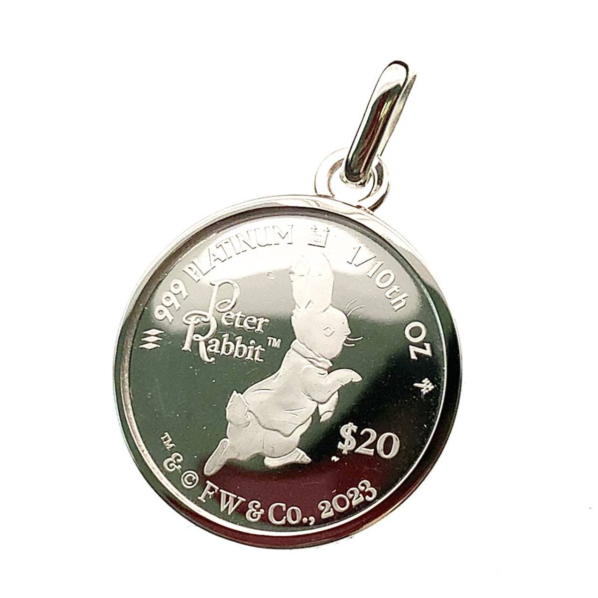  beautiful goods Peter Rabbit platinum . Elizabeth woman .1/10 ounce 2023 year 4.73g PT 850/ 999 coin pendant 