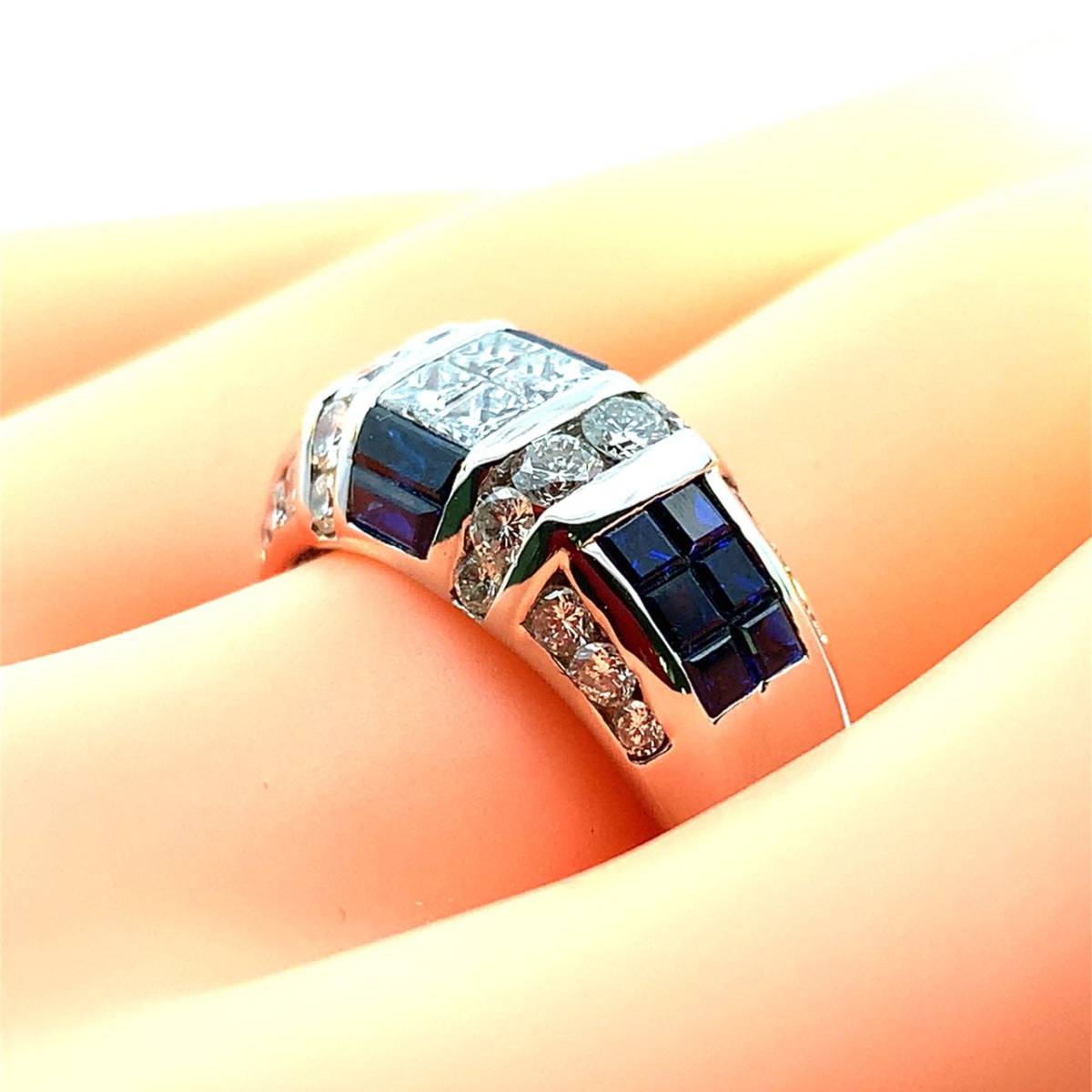 1 80ct サファイア ダイヤモンド デザイン リング プラチナ PT900 17号