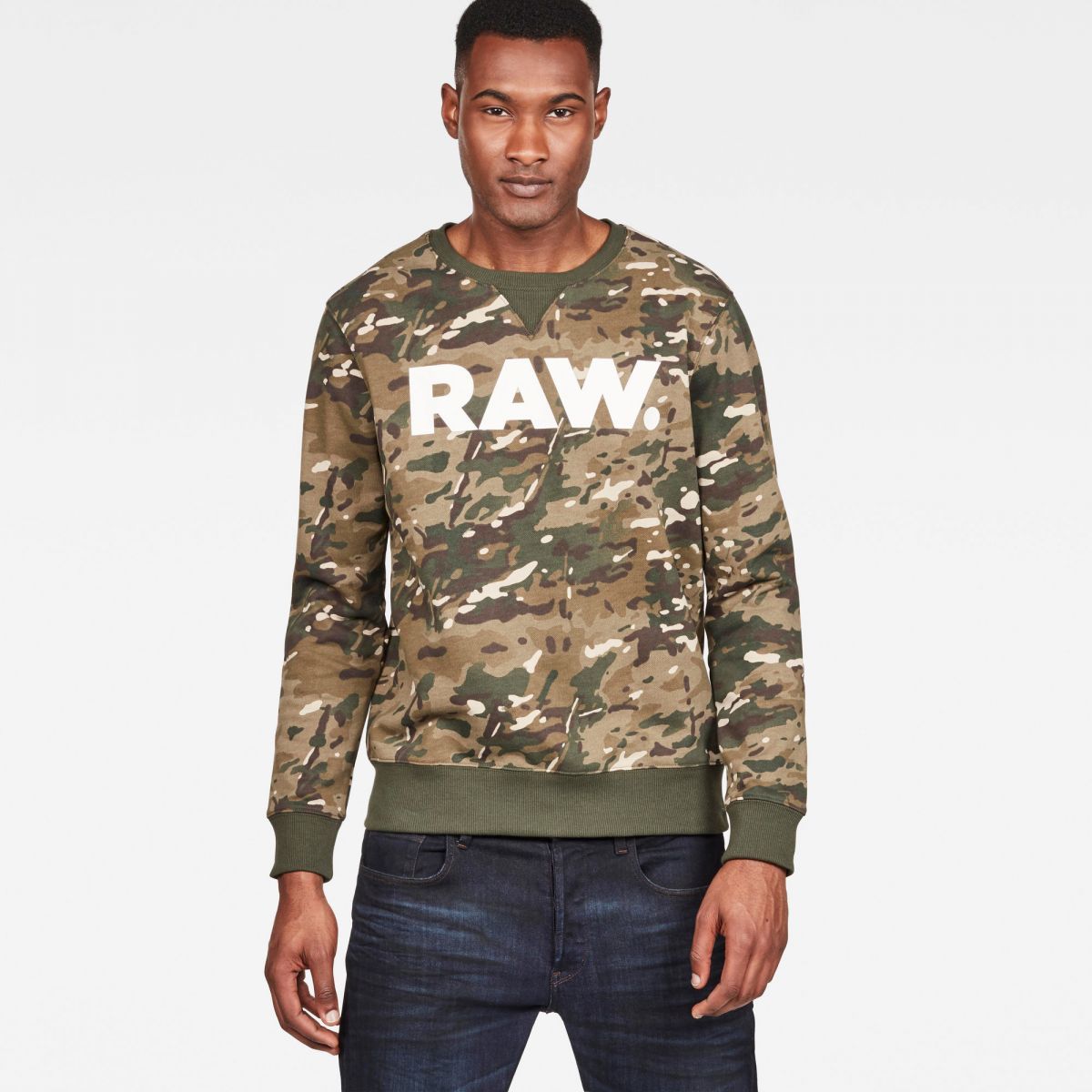 1円/G-STAR RAW/XSサイズ/スウェット GRAPHIC 4 CORE R SW L/S D12883-B141-8111 迷彩 ロゴ レタード トレーナー 新品/カーキ/ga427/_画像9