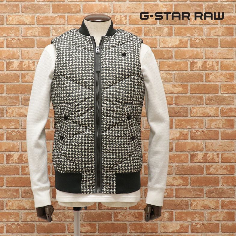 1円/G-STAR RAW/XSサイズ/中綿ベスト WFISTER MEEFIC QUILTED VEST D10696-A557-9786 千鳥 モダン 防寒ジレ 新品/カーキ×白/ft463/_画像1