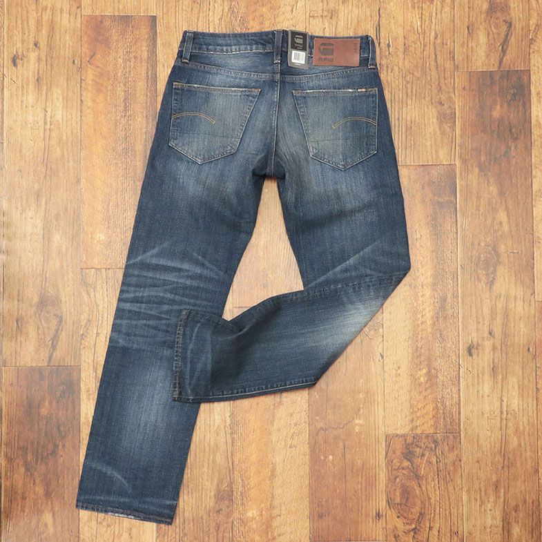 1円/G-STAR RAW/28インチ/デニムパンツ 3301 STRAIGHT 51002-8595-89 ハリ コシ ダメージ ヴィンテージ ジーンズ 新品/青/ブルー/ft530/_画像3