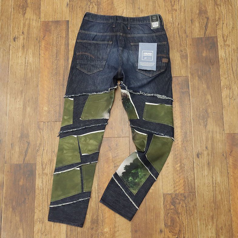 1円/G-STAR RAW/31インチ/デニムパンツ SPIRAQ RFTP 3D SLIM D13679-9436-89 ダメージ パッチワーク 個性 新品/紺/ネイビー/gf450/_画像3