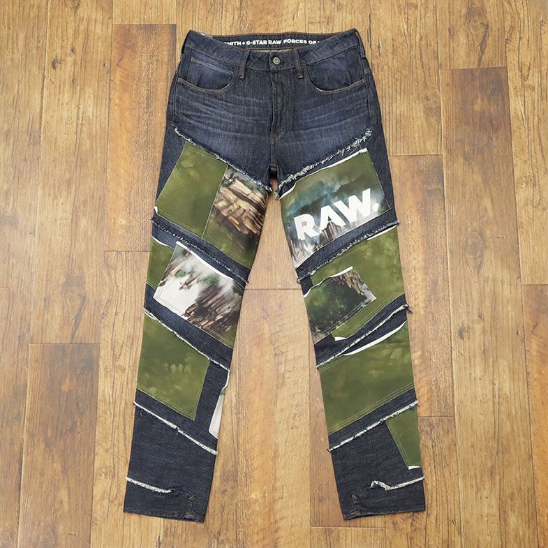 1円/G-STAR RAW/31インチ/デニムパンツ SPIRAQ RFTP 3D SLIM D13679-9436-89 ダメージ パッチワーク 個性 新品/紺/ネイビー/gf450/_画像2