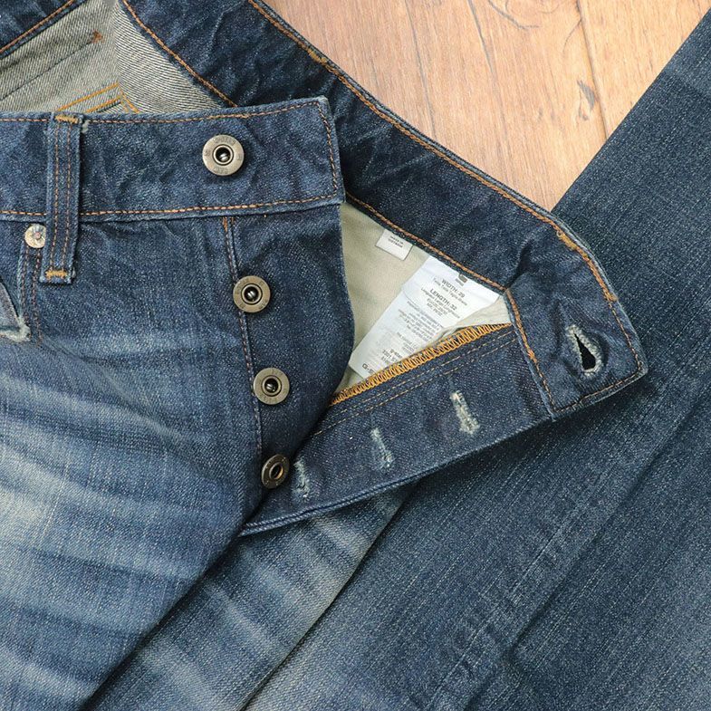 1円/G-STAR RAW/28インチ/デニムパンツ 3301 STRAIGHT 51002-8595-89 ハリ コシ ダメージ ヴィンテージ ジーンズ 新品/青/ブルー/ft530/_画像4