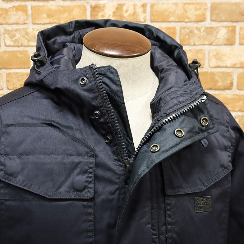 1円/秋冬/G-STAR RAW/Sサイズ/ダウン コート MFD HDD PARKA D1360-A516 撥水 軽量 防寒 あたたか◎ ミリタリー 新品/紺/ネイビー/ft469/_画像3