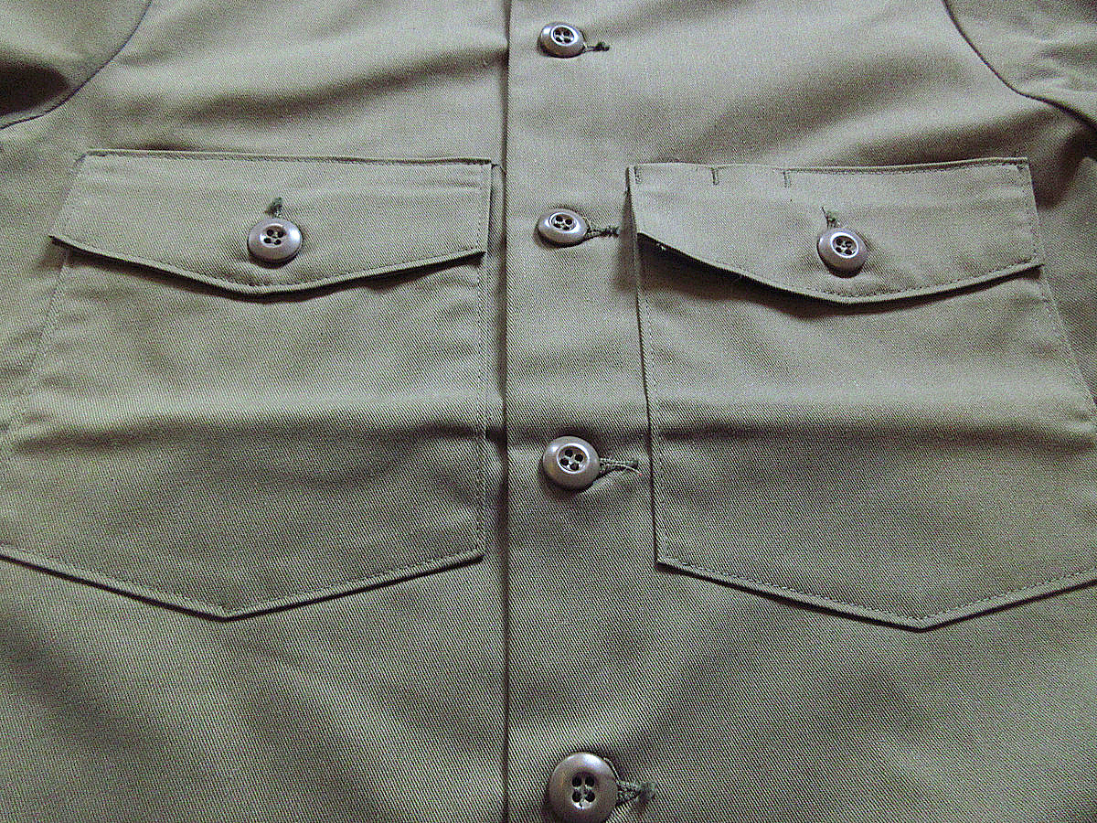 ビンテージ70’s●DEADSTOCK U.S.ARMY OG-507ユーティリティシャツsize 13 1/2×32●231118k2-m-lssh-mltデッドストックミリタリー_画像5