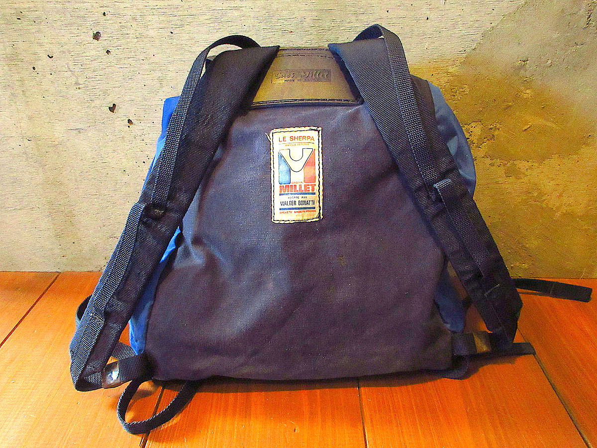 ビンテージ●Sacs Milletナイロンバックパック青●231122k7-bag-bpリュックサックかばんフランス製_画像2