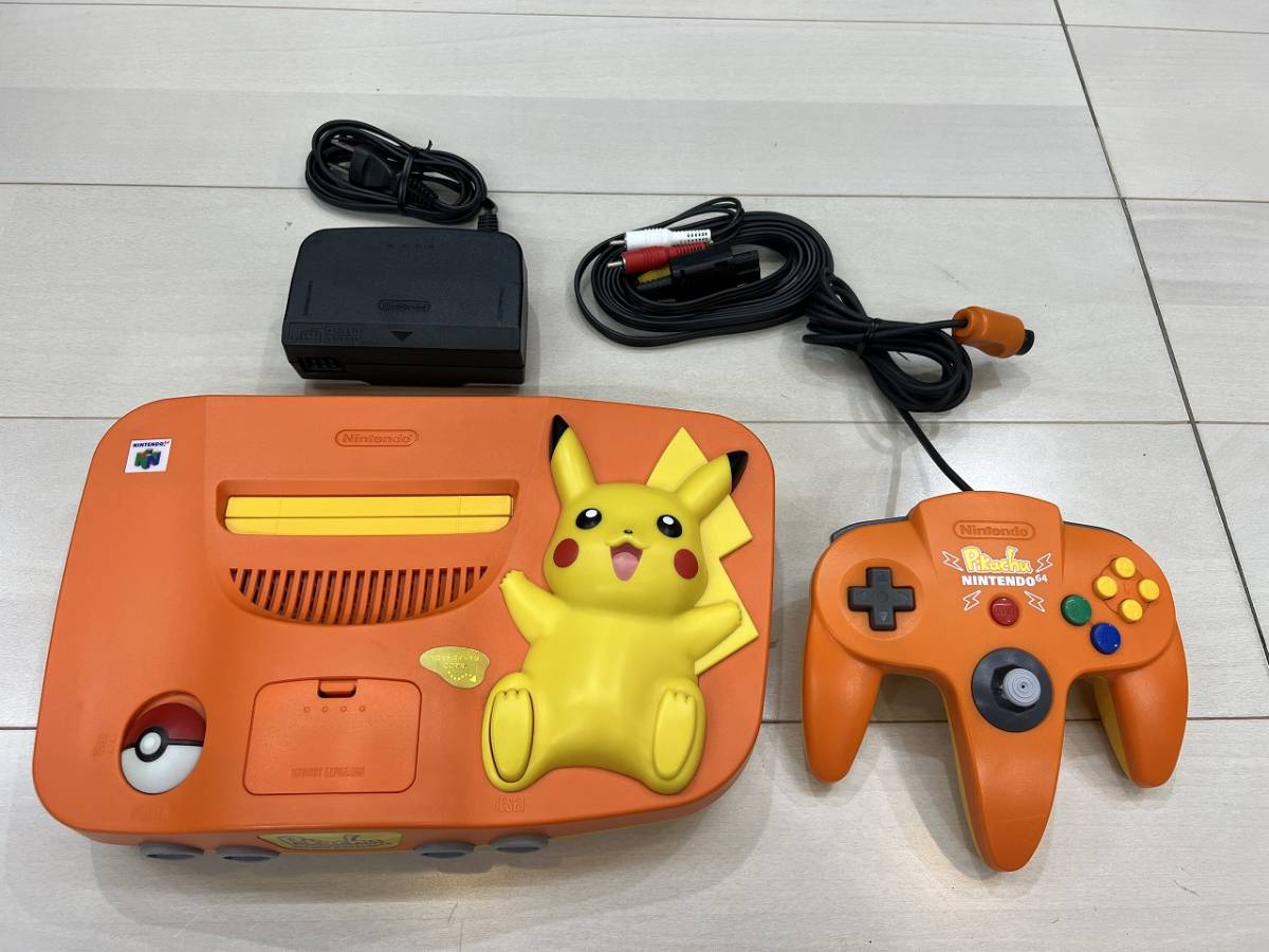 美品　動作品　任天堂 ピカチュウ　NINTENDO64 　オレンジ&イエロー　 コントローラー良好_画像1