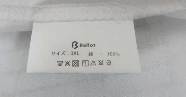 16 00870☆ [Ballot] Tシャツ 無地 半袖 3枚組 肉厚生地 アンダーシャツ 綿100％ (3XL, ホワイト)【アウトレット品】の画像5