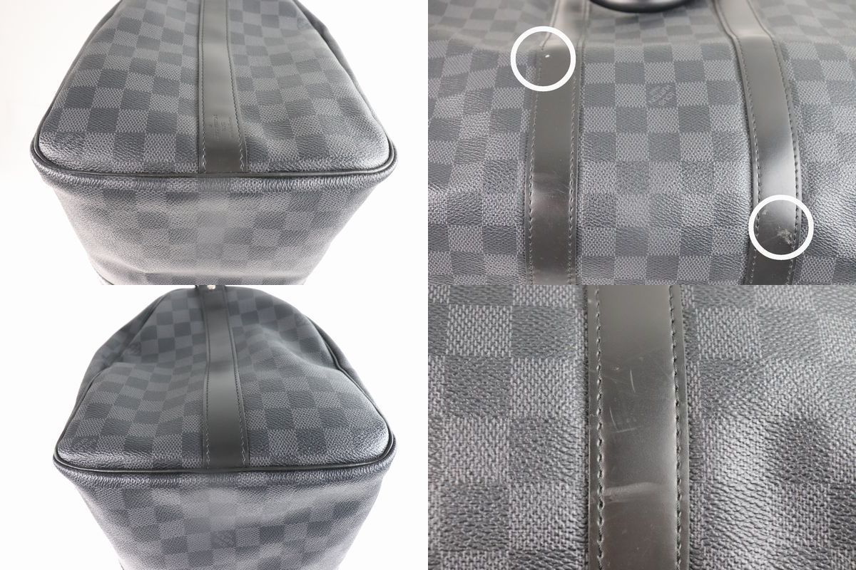 ●綺麗●LOUIS VUITTON/ルイ ヴィトン●キーポル バンドリエール 45●ダミエ グラフィット●N41418●ボストンバッグ●パドロック/キー/袋●_画像6