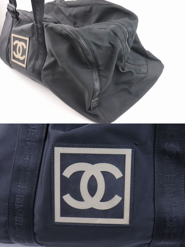 ●CHANEL/シャネル●スポーツ●肩掛け ボストンバッグ●正規品●ココマーク●ブラック/黒●ナイロン●難有/内側 破れ有●ギャラ/袋●_画像2