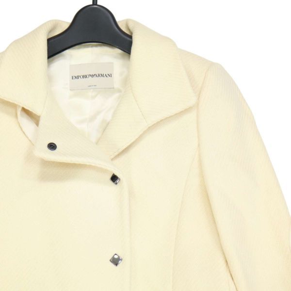  Италия производства * EMPORIO ARMANI Emporio Armani осень-зима шерсть одиночный пальто Sz.38 женский белый K3T00850_A#N