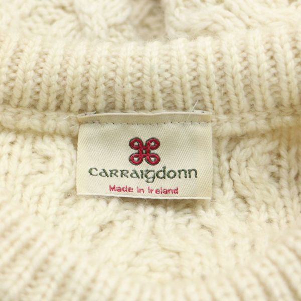 アイルランド製 carraigdonn キャレイグドン アラン編み♪ フィッシャーマン ウール ニット セーター Sz.XS　レディース　K3T00911_B#K_画像5