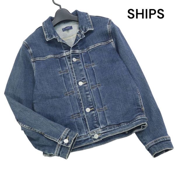 22SS* SHIPS Ships through year USED processing! super stretch Denim jacket G Jean Sz.S lady's K3T01096_B#O