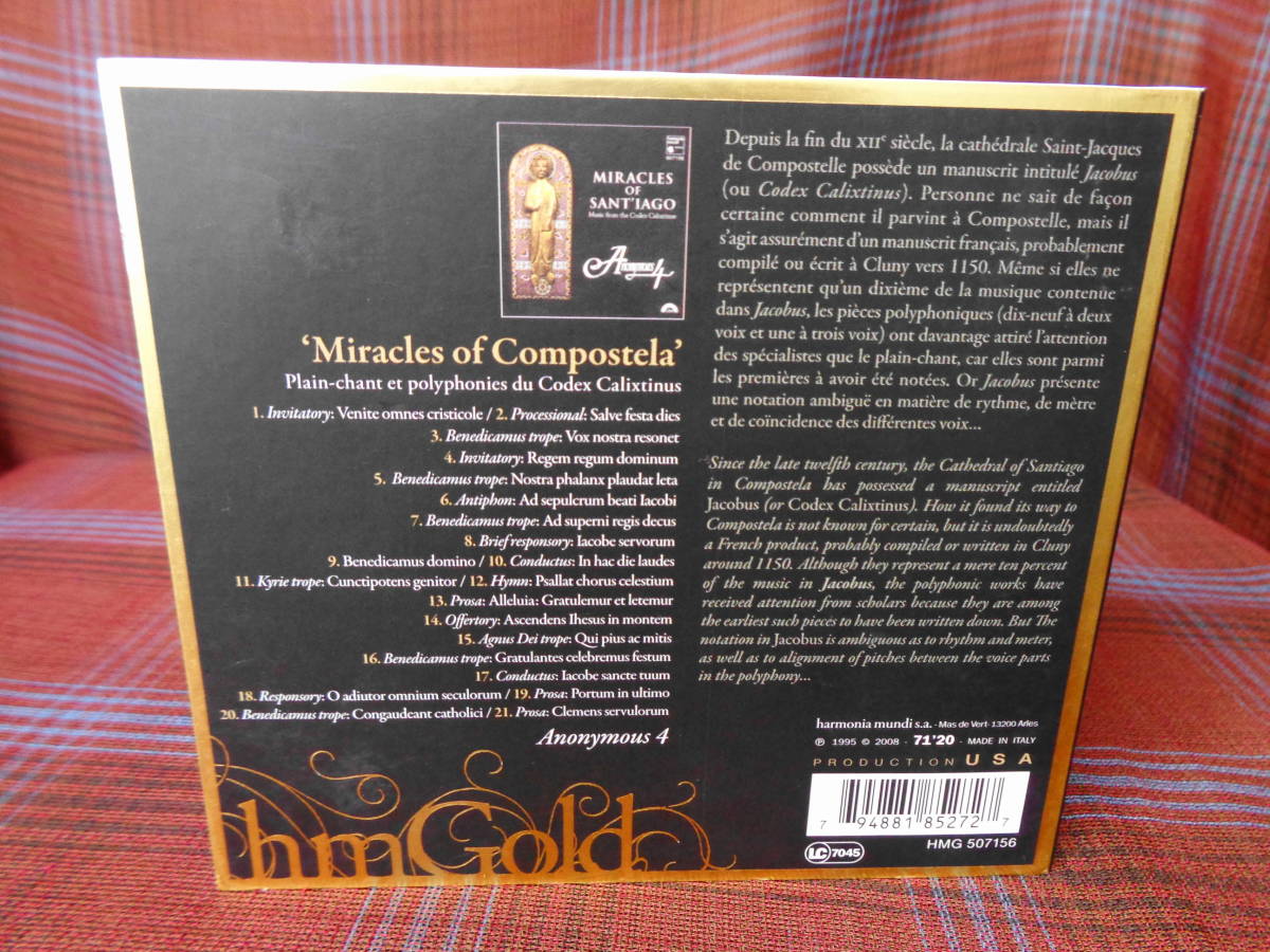 A#3286*◇CD◇ アノニマス4 - サンティアゴの奇跡 カリクスティヌ写本より ANONYMOUS 4 Miracles of Compostela HMG 507156_画像3