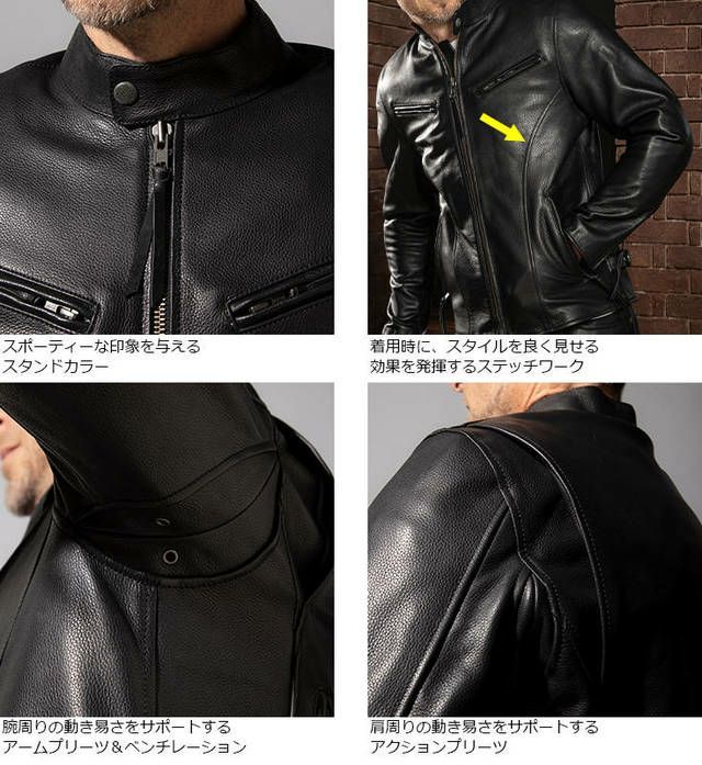 美品 LL 定価34980円 リューグーレザーズ Liugoo Leathers プロテクター パッド ライナー付き レザー シングル ライダース ジャケット XL黒_画像4