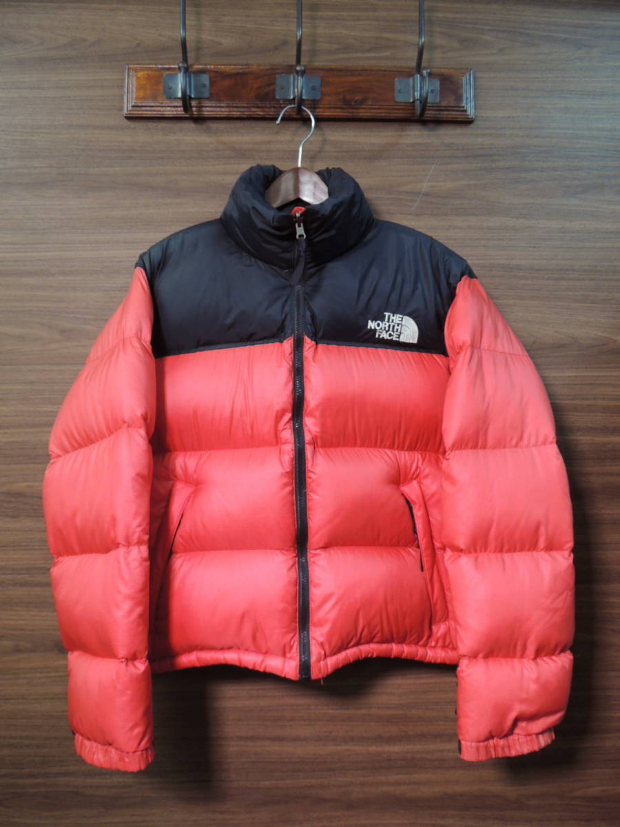 90S OLD 1995年 USAモデル ノースフェイス THE NORTH FACE ヌプシ ダウン ジャケット Mサイズ MEDIUM レッド×ブラック 赤黒