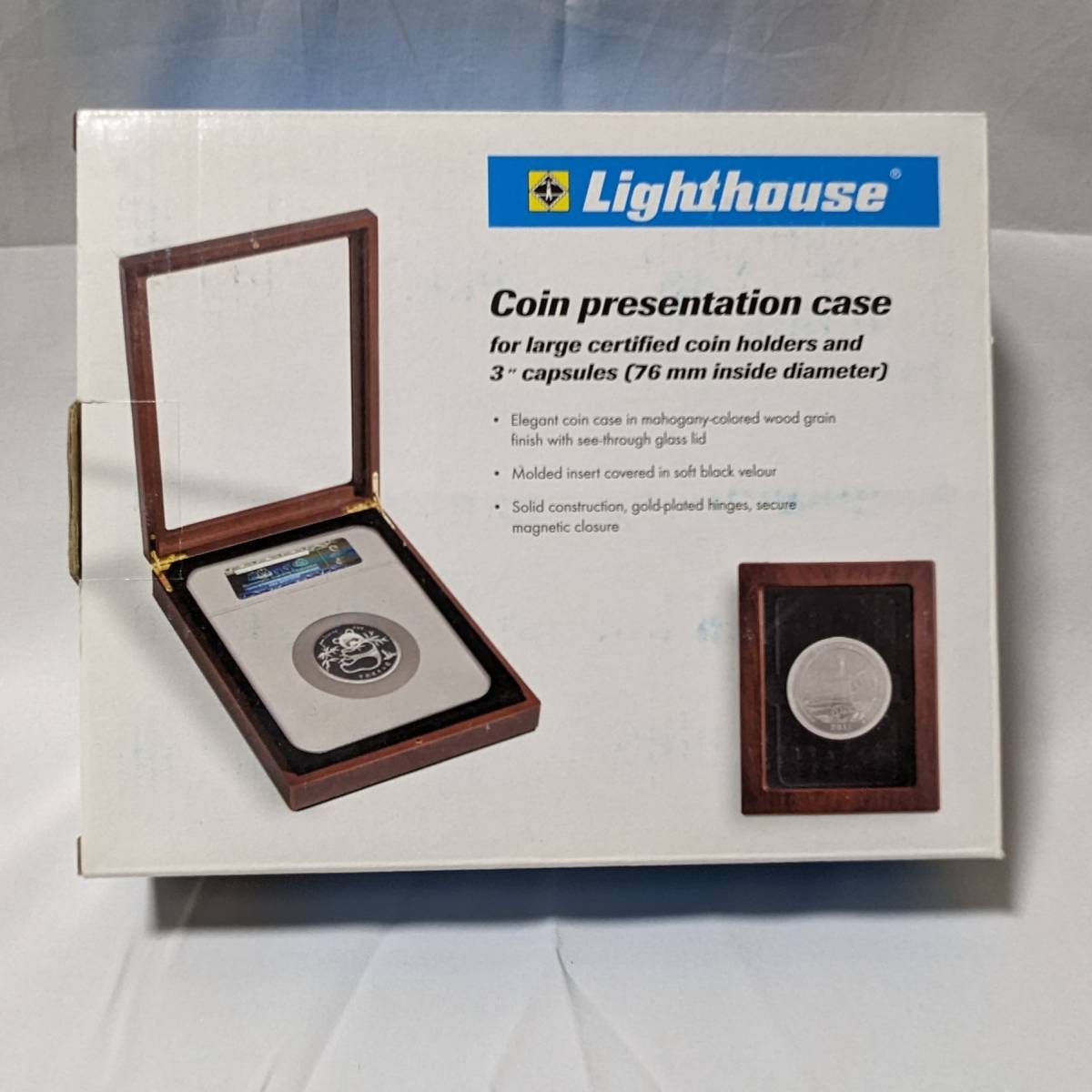 5 ounce NGC coin COINs Rav case gold coin silver coin wooden light house company manufactured 