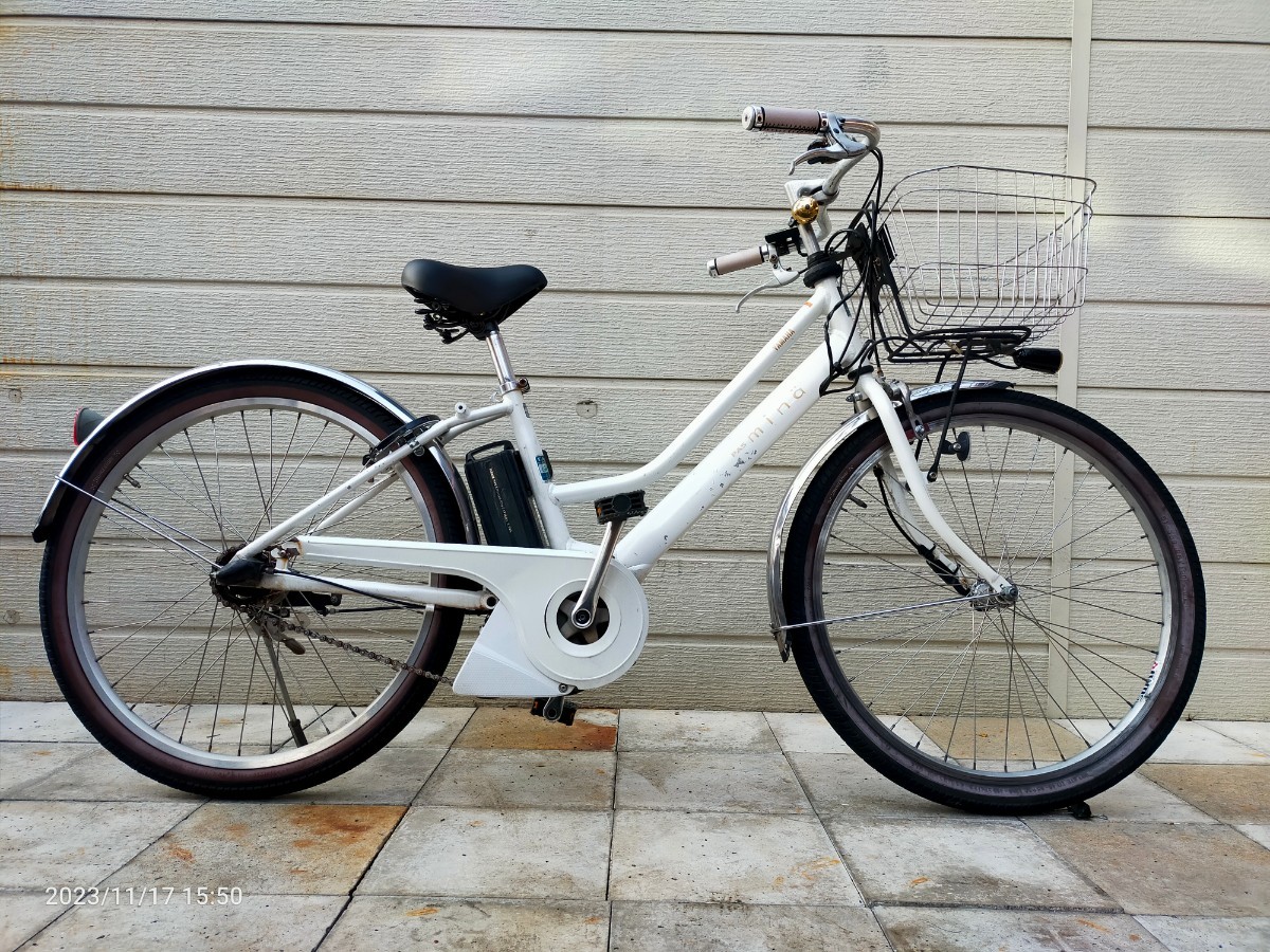  Yamaha PAS MINA Pas mi-na electric bike 2015 year X972 26 -inch interior 3 step shifting gears ( battery * with charger ) service being completed bicycle D4111701