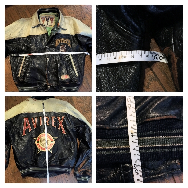 ヴィンテージ AVIREX STADIUM JACKET WILD BEARS / スタジアム ジャケット ワイルド ベアーズ 襤褸ジャン 革ジャン スタジャン　ビンテージ_画像5