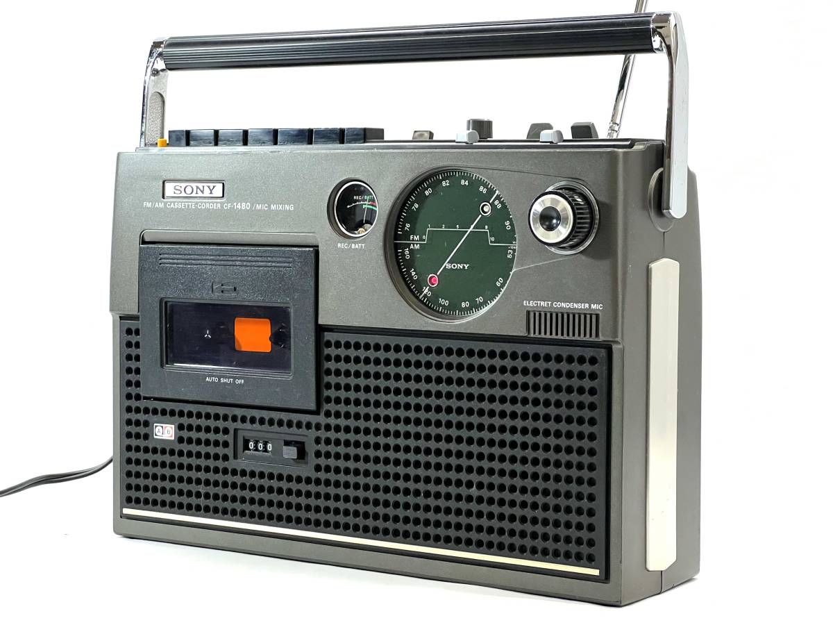 □【簡易動作確認済】 SONY retro スタジオ CF-1480 RADIO CASSETTE RECORDER FM/AM 昭和レトロ ラジカセ 当時物 現状品 □ W01-1114_画像1