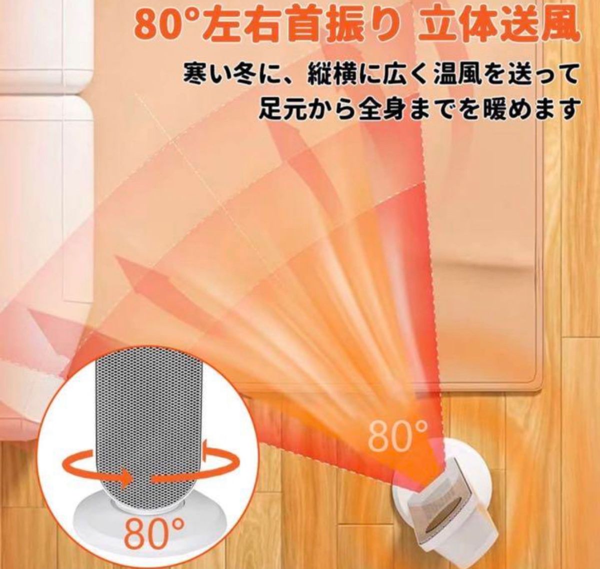 セラミックヒーター　速暖 自動首振り電気ファンヒーター 電気ストーブ 3段階切替