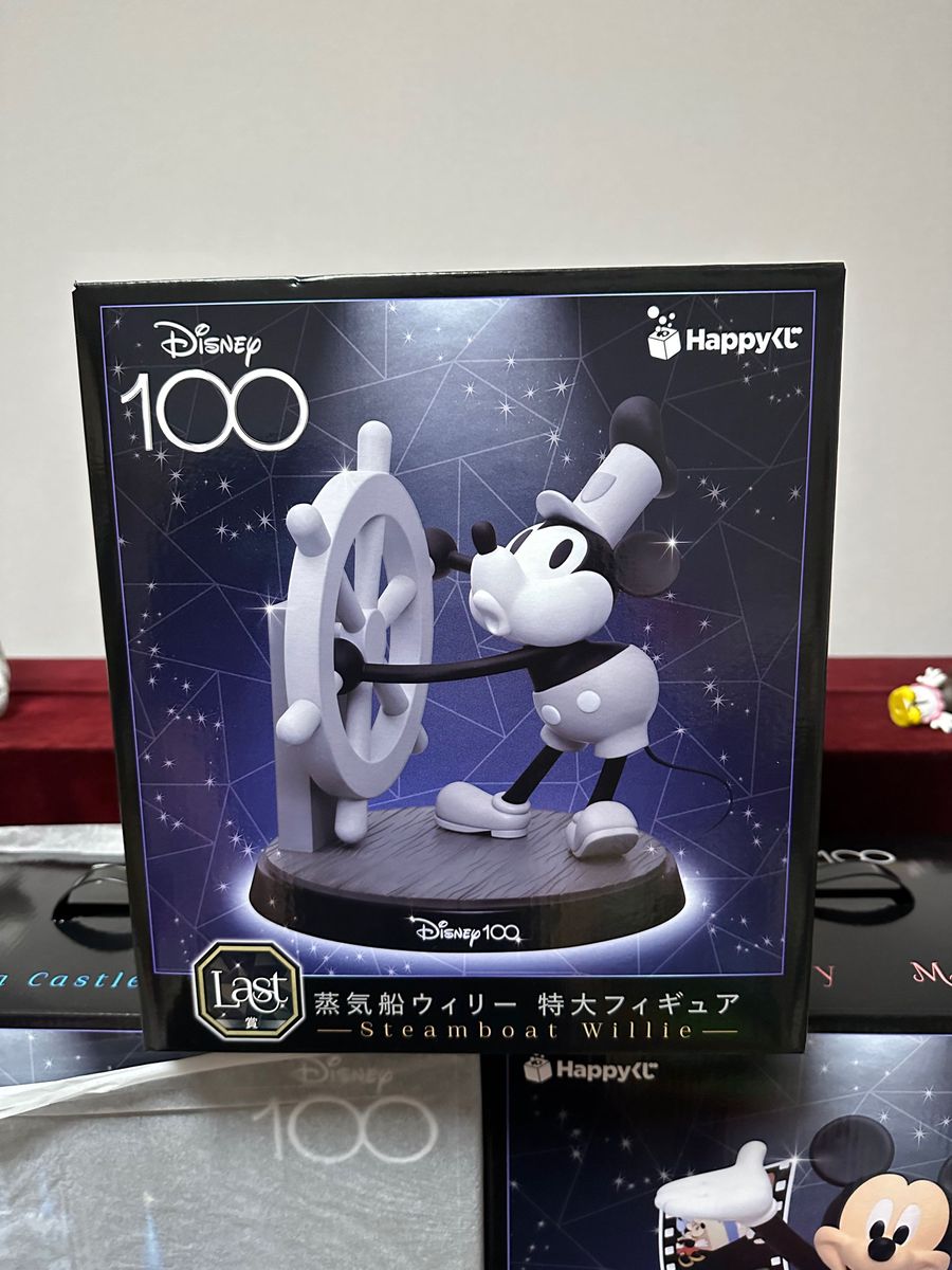 【未開封】Happyくじディズニー100周年　ラストワン　蒸気船ウィリー　ミッキーマウスフィギュア　A賞　シンデレラ城　３点セット