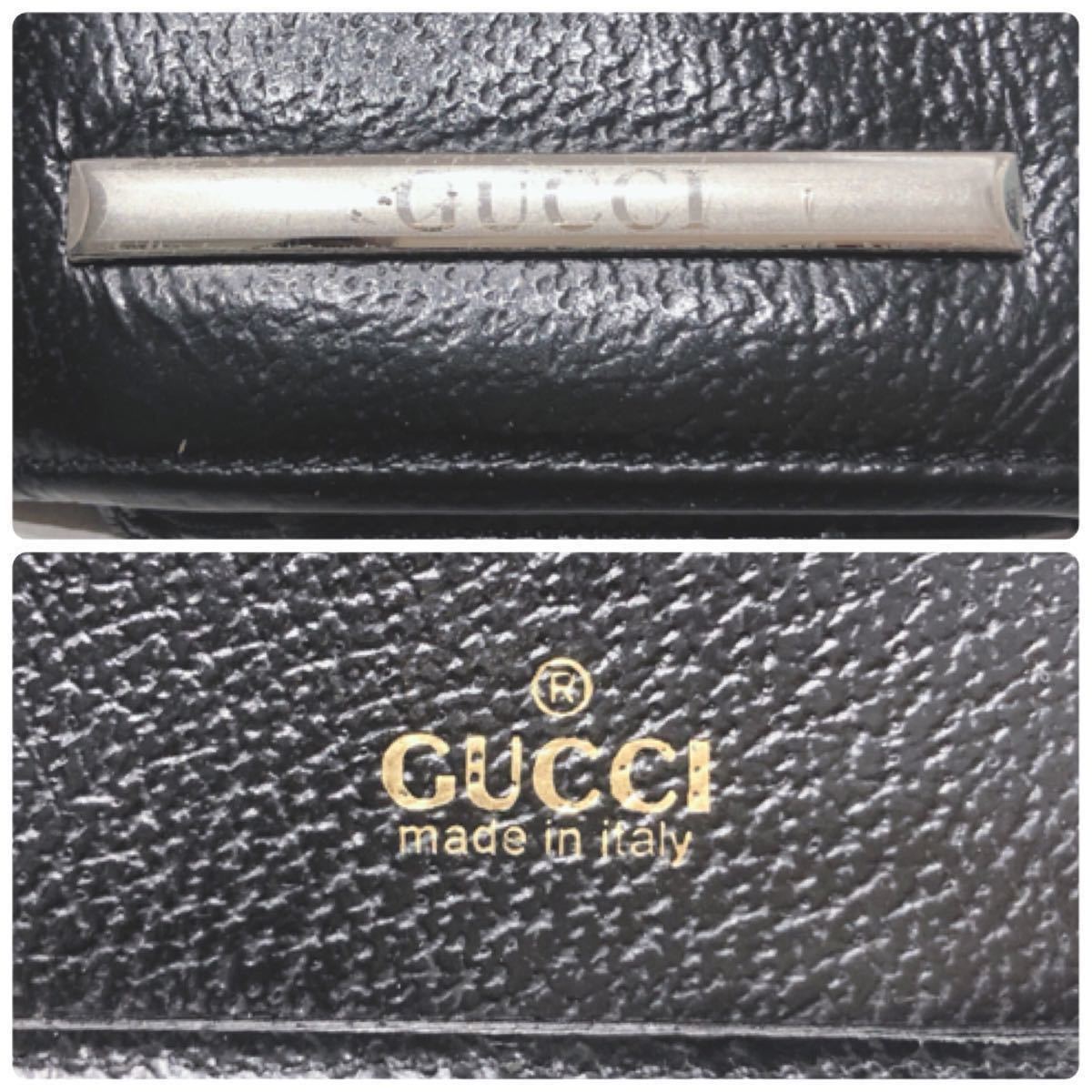 ☆GUCCI☆ グッチ 札入れ 折り財布 二つ折り財布 財布 ウォレット ブラック 黒 レザー 本革 シンプル ロゴ メンズ 男性 紳士 送料無料