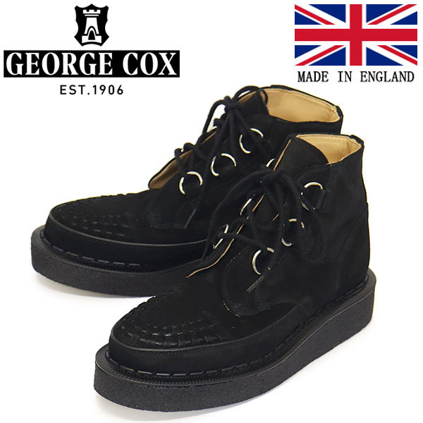 GEORGE COX (ジョージコックス) SKIPTON BOOT 13327 V ラバーソール レザーブーツ 090 BLACK SUEDE UK6.5-約25.5cm_GeorgeCox