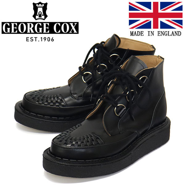 GEORGE COX (ジョージコックス) SKIPTON BOOT 13327 V ラバーソール レザーブーツ 040 BLACK UK6.5-約25.5cm