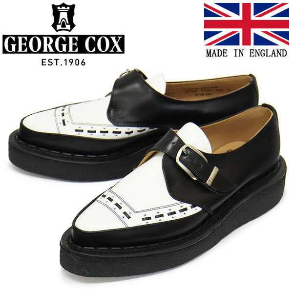 GEORGE COX (ジョージコックス) DIANO MONK 3976 V ラバーソール レザーシューズ 040031 BLACK/WHITE UK6-約25.0cm