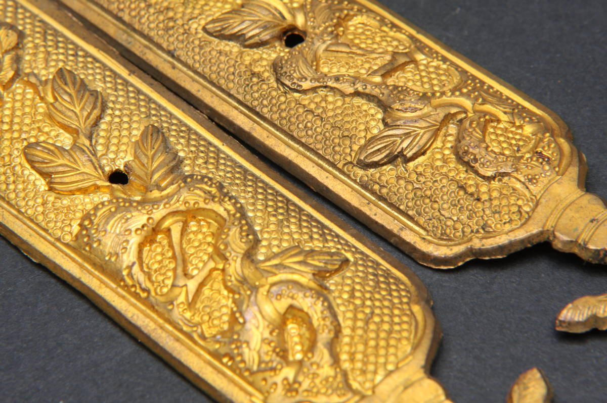 YF5232 5個 金具 仏壇 金色装飾金具セット 古金具 寺院 仏壇 メッキ 松_画像7